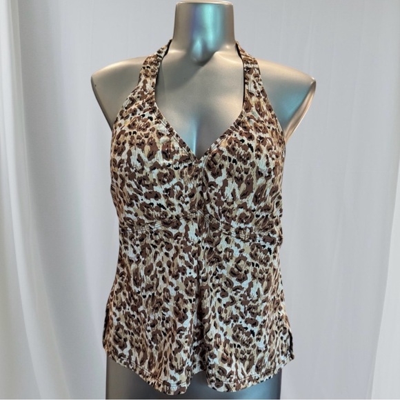💟💎Liz Claiborne Leopard Print Halter Tank Top - Picture 2 of 12
